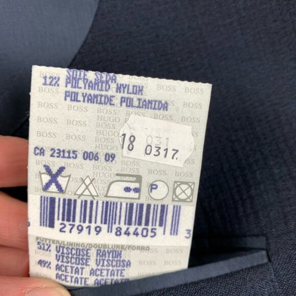𝅺Hugo Boss Sirrah Tollero Viero Navy Blue Sport Coat size 58 - Picture 6 of 10